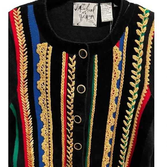 Michael Simon Vintage Button-up Vertical Striped Sweater  multicolored Sz S NWT - Picture 3 of 6